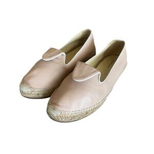 SARAH FLINT Andrea Women's Size 40/US 9.5 Pink Leather Slip-On Espadrilles Flats